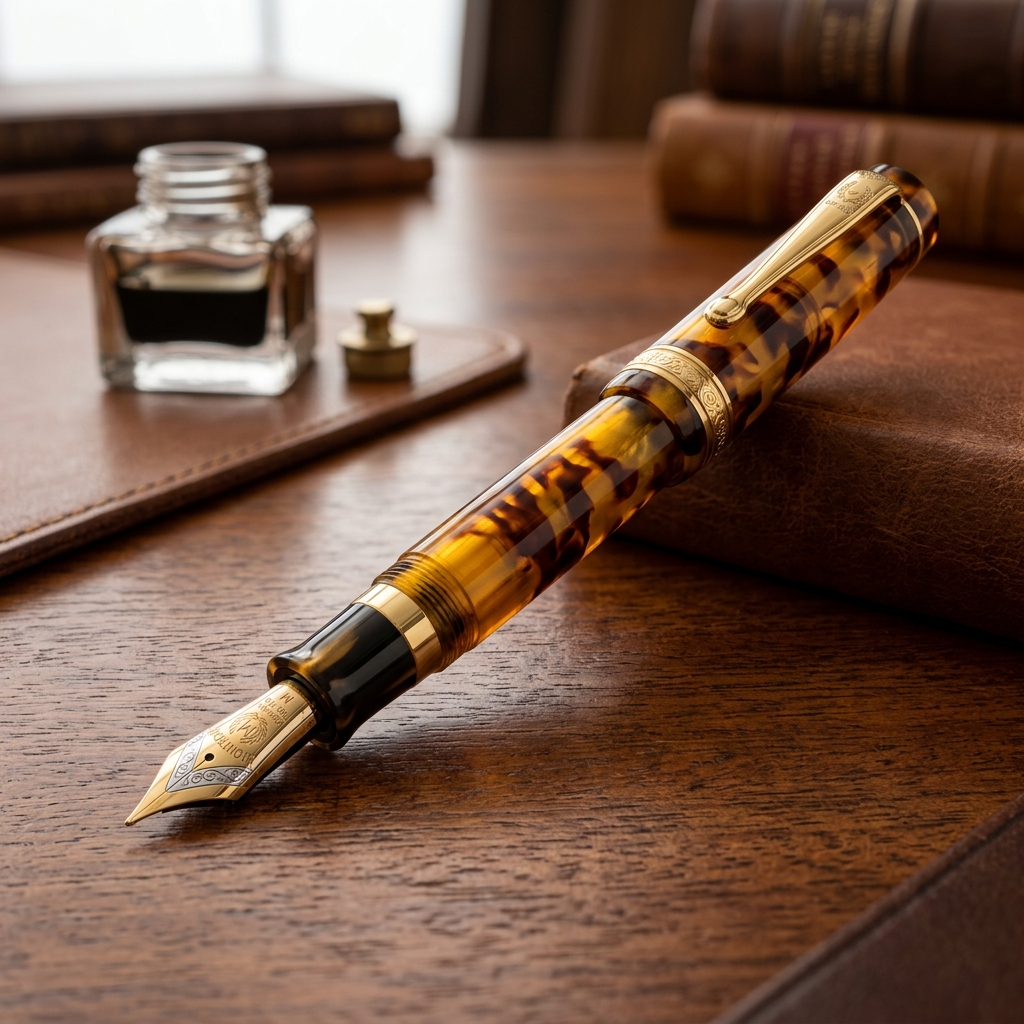 Penlisse Imperial Celluloid Amber Tortoiseshell Fountain Pen